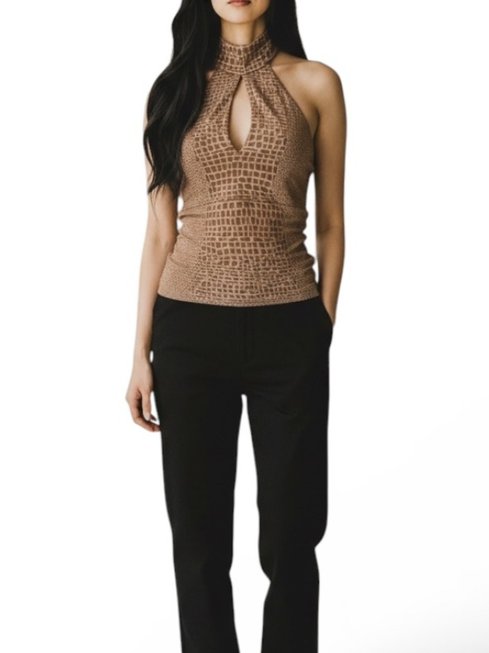 Wolford Velvet Mix Reptile Textured Stretchy Top